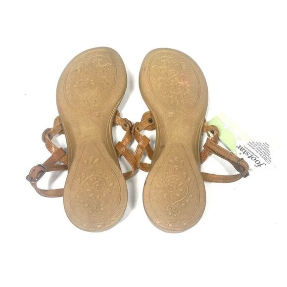 Thom McAn Beaded Brown Leather Sandal Stone Metal Ankle Strap Women Size 7 NWT - Picture 4 of 5